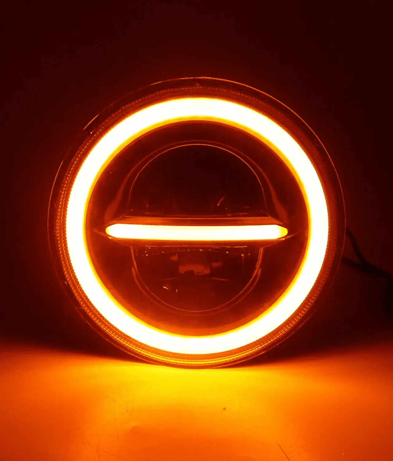 7 Inch HJG 90W Minus LED Headlight With DRL Ring Yellow/White