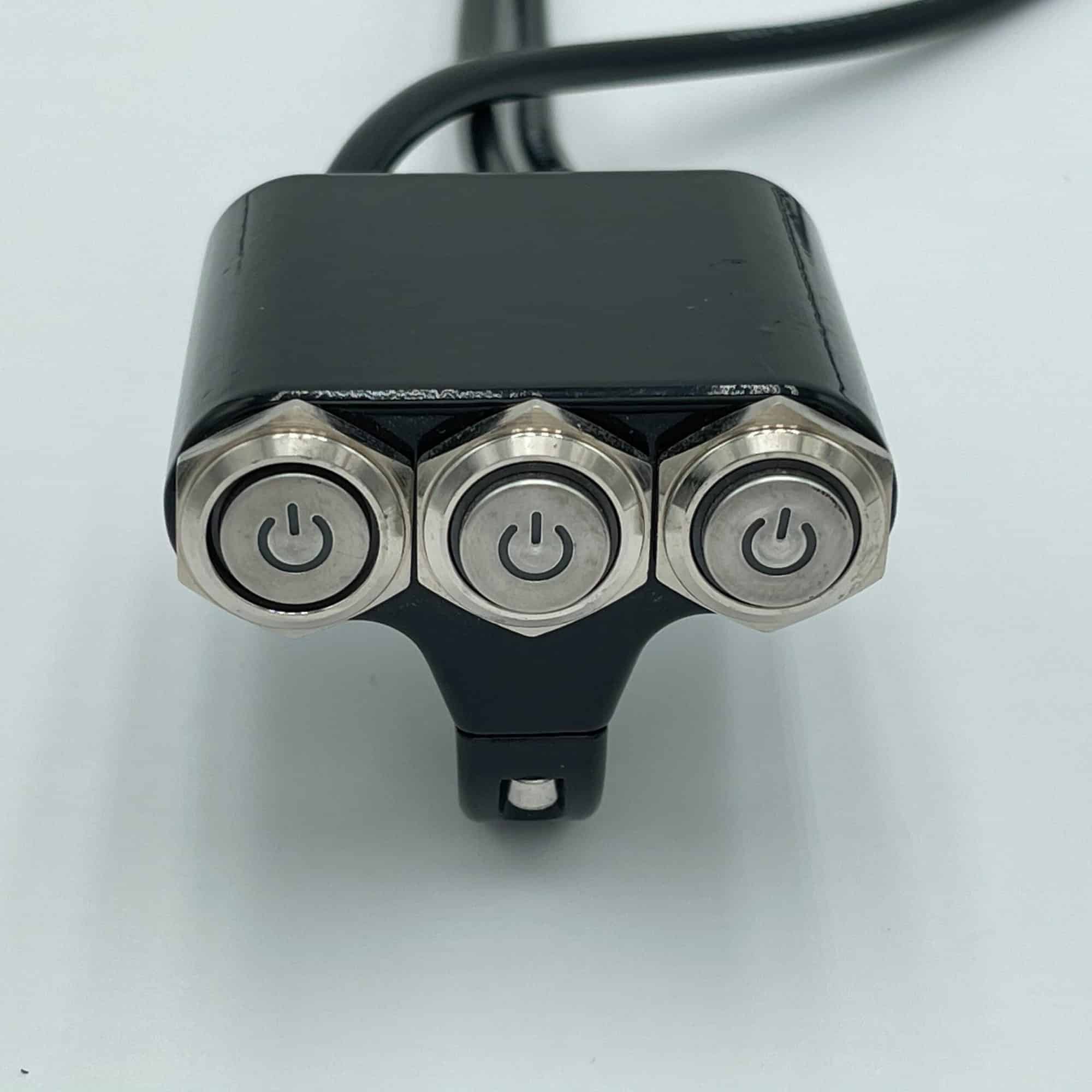12V Motorcycle Handlebar 3 Switches Blue LED 7/8″ 22mm ON-OFF Headlight Fog  Light