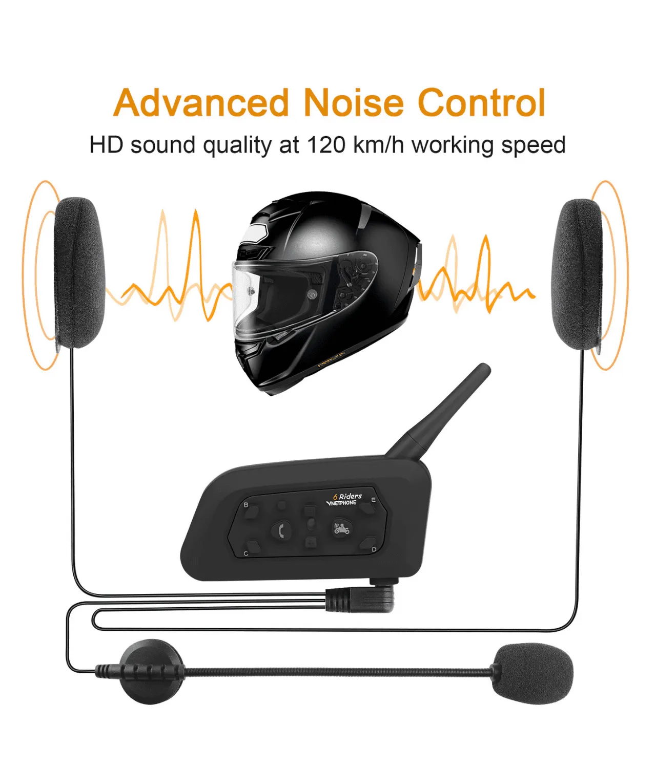 Vnetphone V6 Motorcycle Helmet Bluetooth Intercom