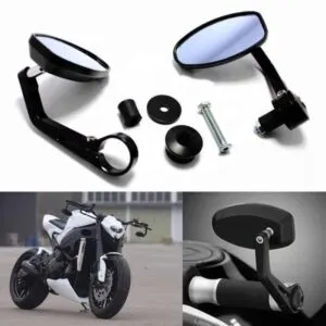 Bar End Mirrors Oval For 7/8" Handle Bar End Motorcycle Rear View Side Mirrors