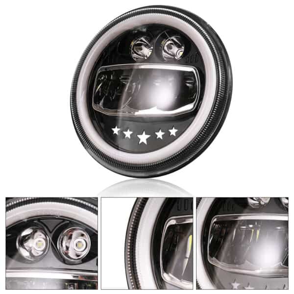 HJG Star 7 Inch LED Headlight For Jeep, Thar, Wrangler, Royal Enfield Classic, Standard, Himalayan, Electra Models.