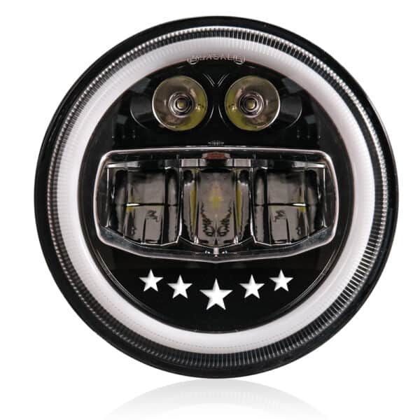 HJG Star 7 Inch LED Headlight For Jeep, Thar, Wrangler, Royal Enfield Classic, Standard, Himalayan, Electra Models.