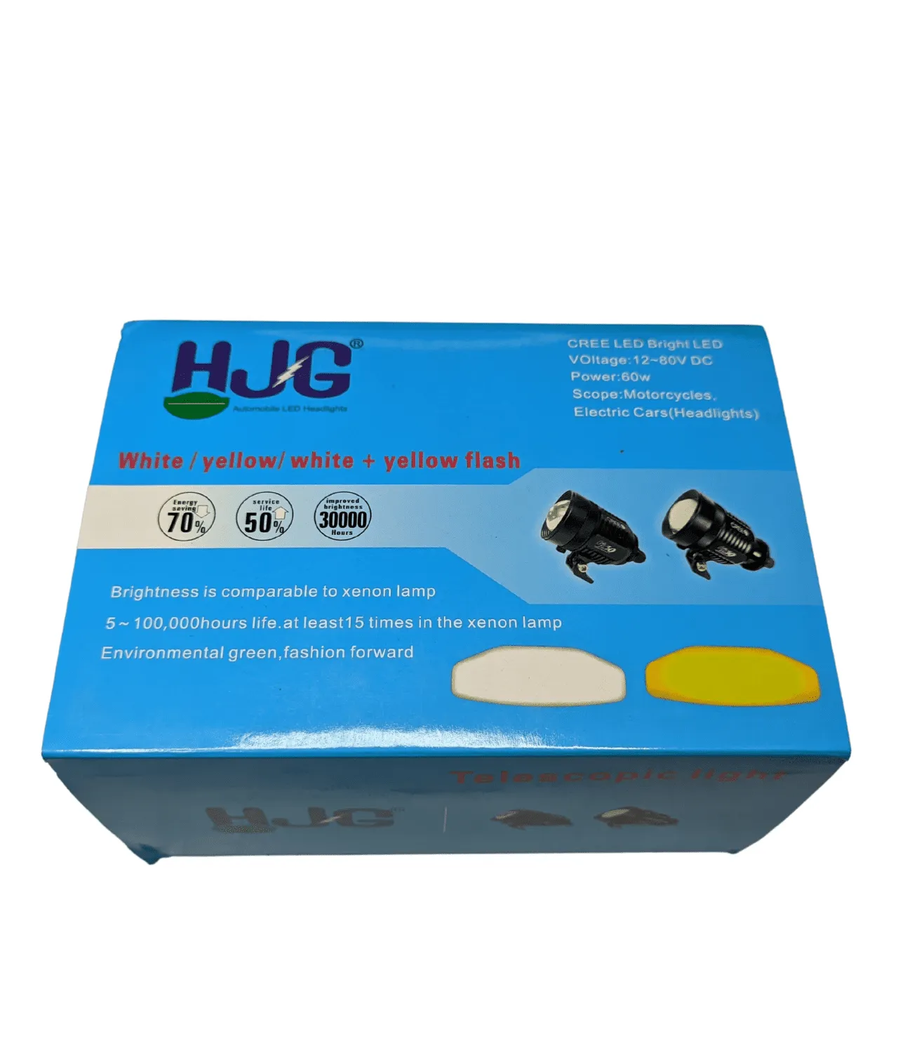 New HJG KZ30 60W Adjustable Focus Lens Fog Light With Inbuilt White/Yellow + Flashing Modes For All Motorcycles