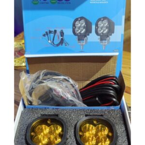 New HJG 4 LED 40W Mini CREE Fog Light Auxiliary Light For All Motorcycles With Wiring Harness, Switch & Yellow Filter Cap
