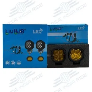 New HJG 4 LED 40W Mini CREE Fog Light Auxiliary Light For All Motorcycles With Wiring Harness, Switch & Yellow Filter Cap