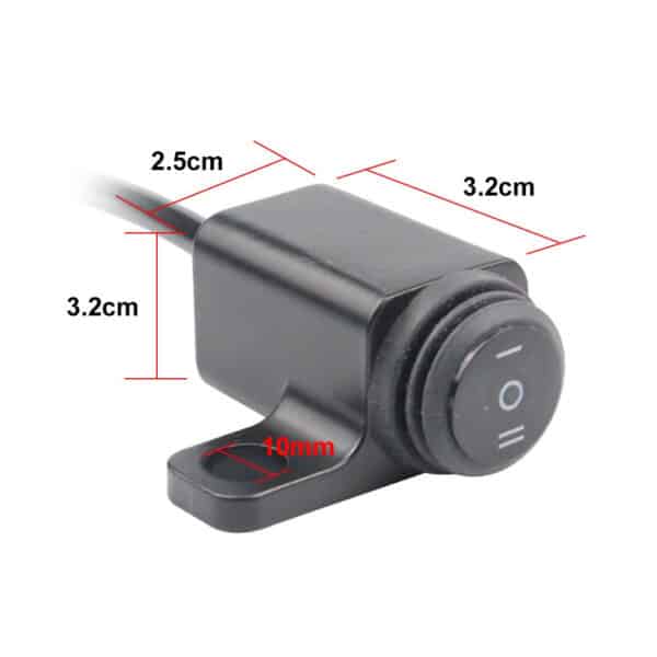 12V Motorcycle Mirror Mount 3 Way Switch 7/8" ON-OFF-ON Headlight Fog Light Switch