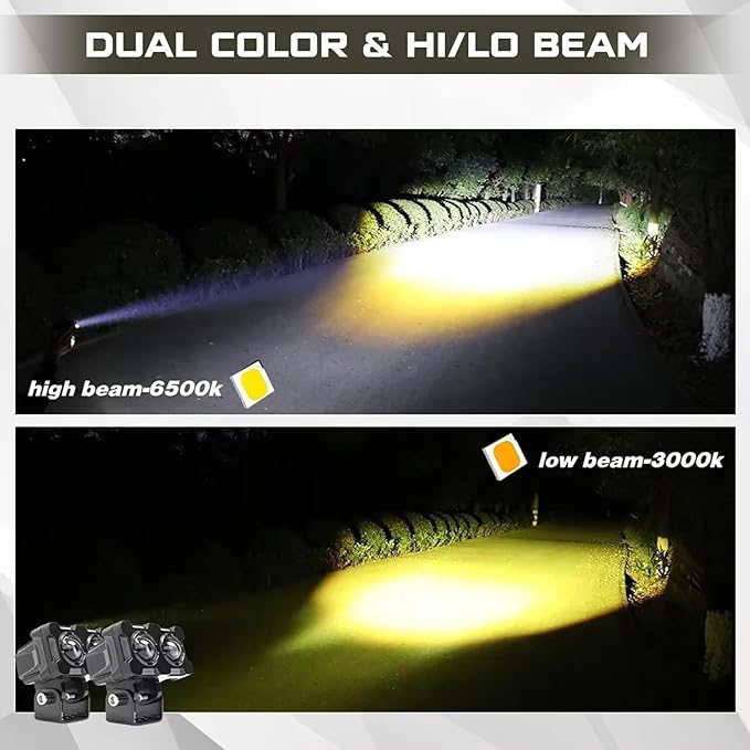 HJG Dual Shot 2 LED 40W Dual Intensity White/Yellow LED Fog Lights For All Motorcycles - Image 6