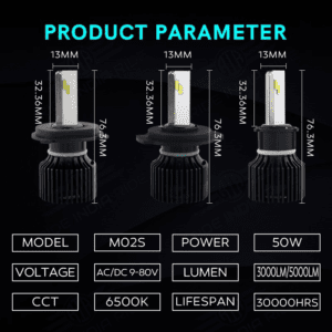 RTD M02S Universal Motorcycle LED Headlight Bulbs H4 HS1 BA20D P15D H6 5000LM 9-80V 50Watts White 6500K High Low Beam