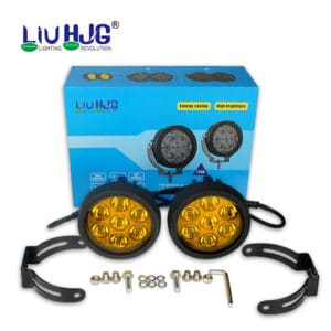 LIU HJG Original 70W Dual Color Yellow/White LED Fog Lights with Yellow Filter Cap for Bikes, Cars, Jeeps