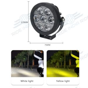 HJG Original 70W Dual Color Yellow/White LED Fog Lights with Yellow Filter Cap for Bikes, Cars, Jeeps