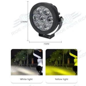 HJG Original 70W Dual Color Yellow/White LED Fog Lights with Yellow Filter Cap for Bikes, Cars, Jeeps