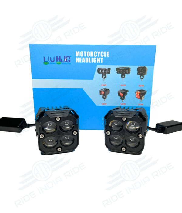 HJG 4X4 (3 in 1) Fog Light 120W (Red + White + Yellow) 4 LED Laser Spotlight For Bike/Car/Thar/Jeep