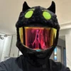 Motorcycle Helmet Cover - Devil Green Eyes
