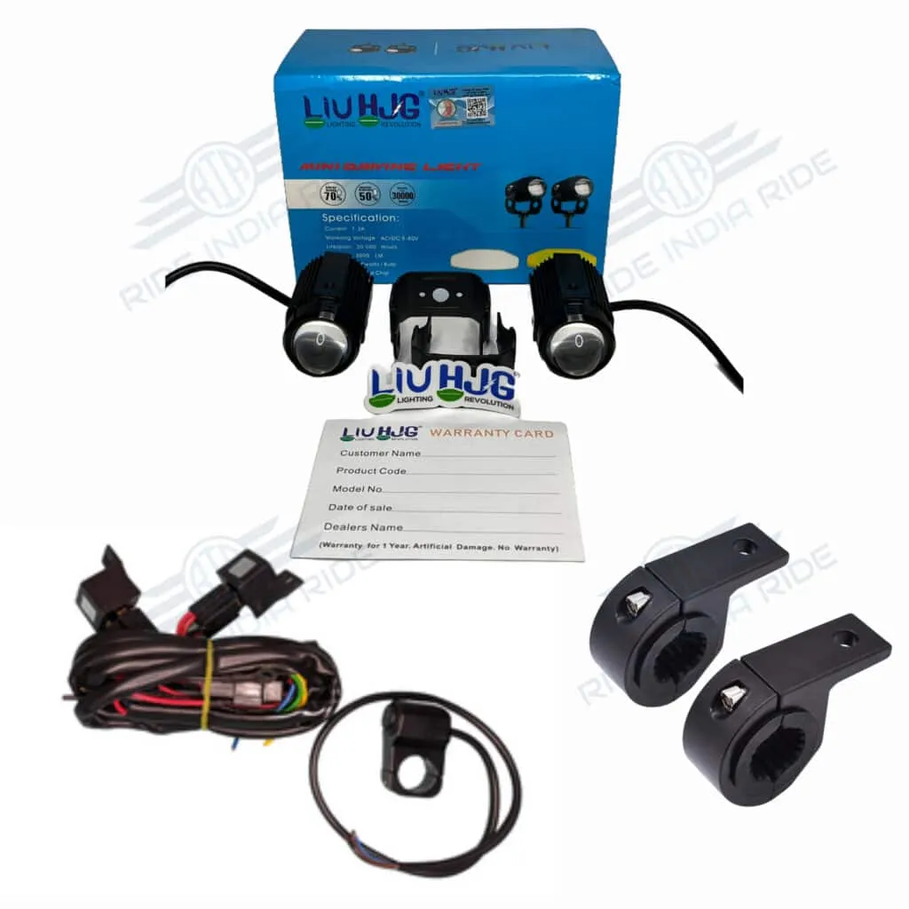 Original Liu HJG Mini Driving Fog Lights 40W Dual Colour For All Motorcycle/Scooters/Cars/Jeeps (Pair) (V1.0) With Wiring Harness & Clamps (Full Kit)