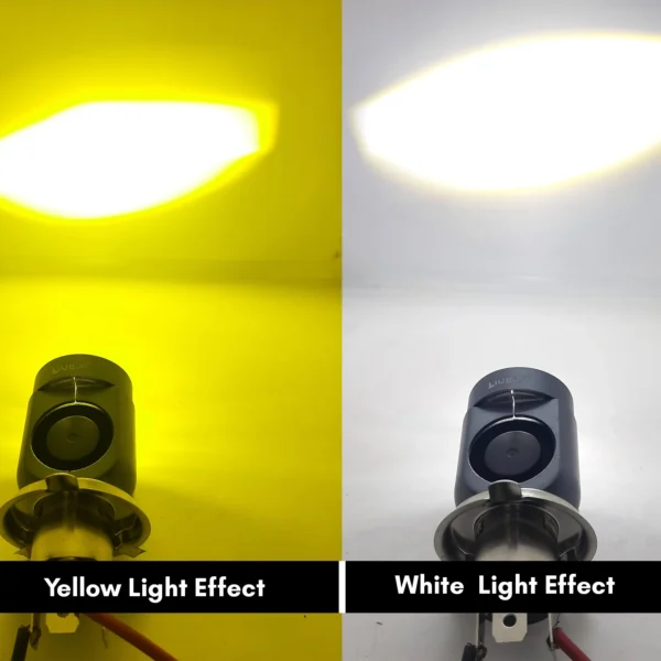 LIU HJG Motorcycle LED Headlight Projector Bulb Yellow/White With H4 Fitting (12V-36V) (30W-50W, pack Of 1)