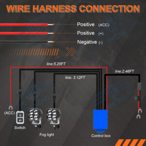 LIU HJG Original Wireless Remote Control Wiring Harness for Single or Multi-Color Fog Lights