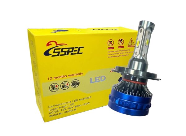 Ride India Ride SSPEC 120W Super Bright H4 LED Motorcycle Headlight Bulb (6000 Lumens, 8000 RPM Cooling Fan) – Universal Fit