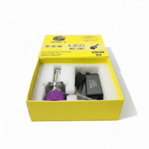 LED headlight bulb kit with accessories for motorcycle or car illumination, includes a 200W LED bulb and driver, designed for enhanced visibility and safety.