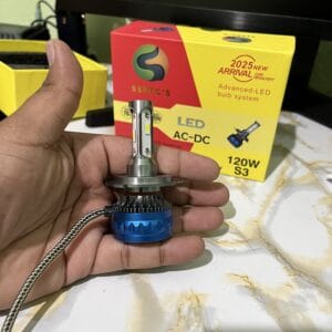 LED headlamp bulb with advanced LED technology, suitable for cars with AC/DC systems, improving night driving and road safety.