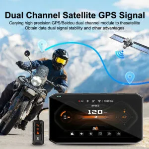 High precision dual channel GPS satellite signal receiver for motorcycle navigation with real-time tracking and dual signal stability.