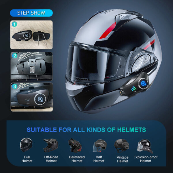 Q28 Motorcycle Helmet Bluetooth Headset with 1080P Camera - 500M Intercom Range - Image 3