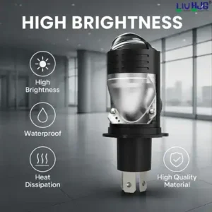 Rechargeable LED motorcycle headlight with high brightness, waterproof design, heat dissipation, and high-quality material for superior visibility and durability during rides.