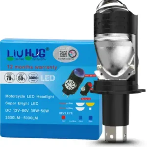 Bright motorcycle LED headlight with super bright illumination for improved visibility and safety, 12 months warranty, suitable for various motorcycle models.