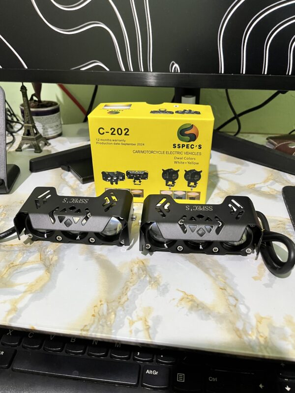 SSPEC'S C-202 LED Fog Light for Car & Motorcycle | Dual Color White + Yellow | High-Power Auxiliary Driving Light - Image 2
