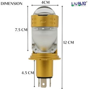 High-quality LED motorcycle indicator light with durable gold and silver finish, measuring 12cm high for enhanced visibility and safety during rides.