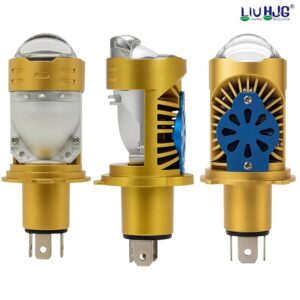 Gold-colored LED motorcycle turn signal lights with clear lenses, modern design, and durable construction for high visibility on Indian roads. Perfect for enhancing motorcycle safety and style.