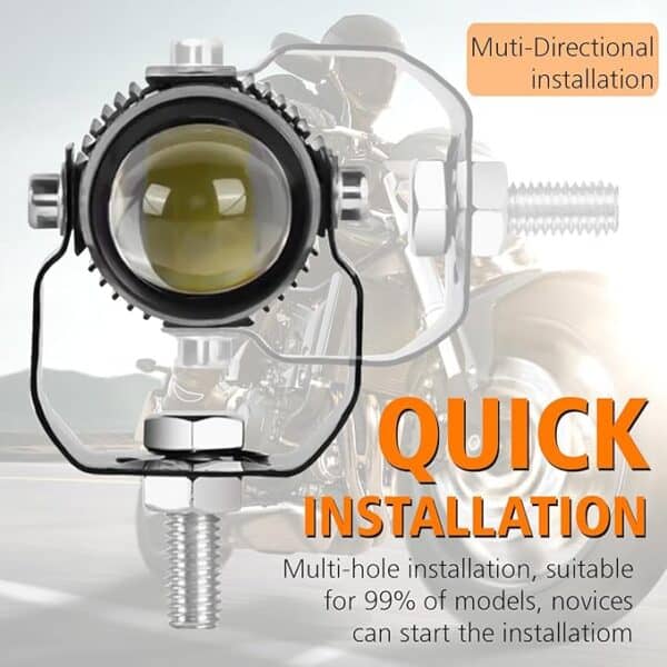 High-performance motorcycle headlamp with multi-directional installation for quick setup on various bike models. Perfect for enhancing visibility during rides at Ride India Ride.