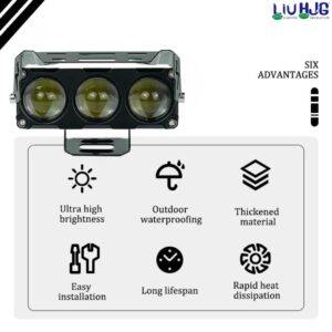 Bright LED work light with high durability and waterproof design, ideal for outdoor use, featuring thickened materials, easy installation, long lifespan, and rapid heat dissipation for optimized performance.