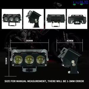 3. High-performance motorcycle LED headlight with 90mm diameter for enhanced visibility and safety during rides. Compact design suitable for various bike models; easy installation.