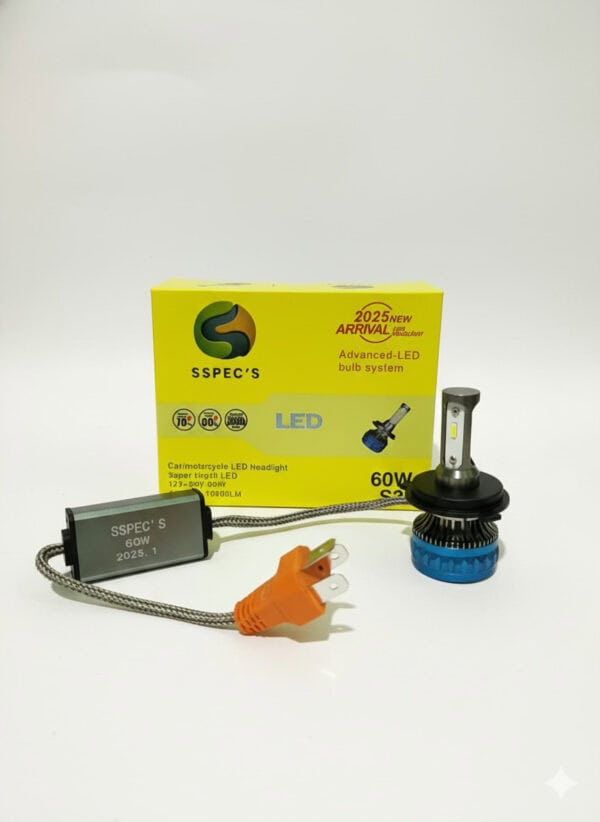 High-performance LED headlight bulb for motorcycles and cars, featuring advanced cooling technology and 60W brightness for enhanced visibility on road trips and outdoor adventures.