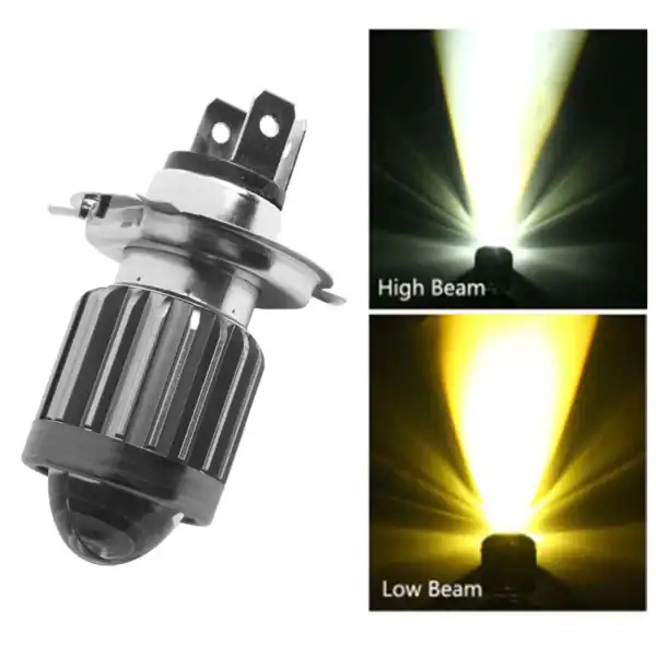 High-quality motorcycle LED headlight bulb with high and low beam options for enhanced visibility and safety during night rides in India.