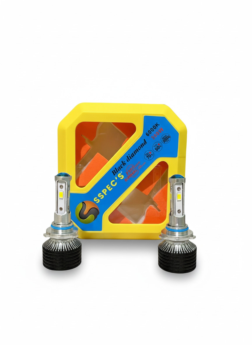 SSpecs Black Diamond 350W LED Headlight Bulb | 6000K White Light | Super Bright | 9005 (HB3) Socket | Car & Motorcycle (6 Months Warranty)